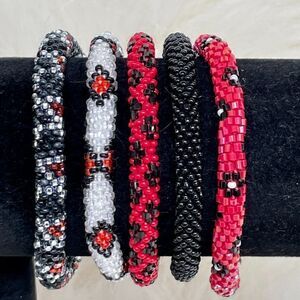 HAND CRAFTED in Nepal Beaded Bracelets (set of 5) #670